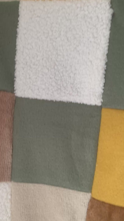 Couverture patchwork vert et jaune